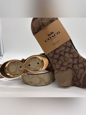 Coach one size Ankle Socks & size small Buckle Belt